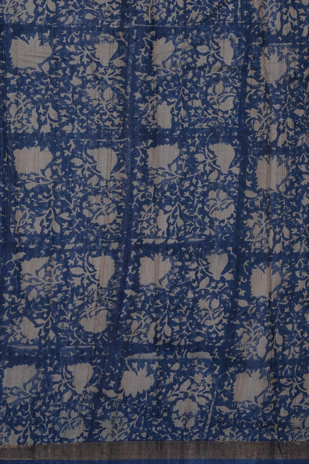 Image of A Floral Printed Tussar Silk Saree