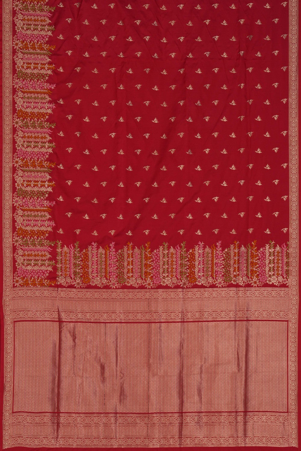 Image of Banarasi Brocade Silk Red Saree