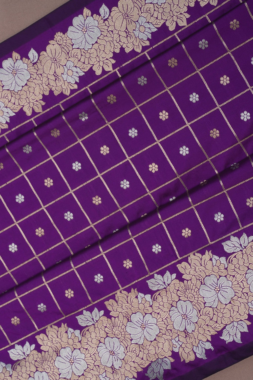 Image of Banarasi Kattam Silk Purple Saree