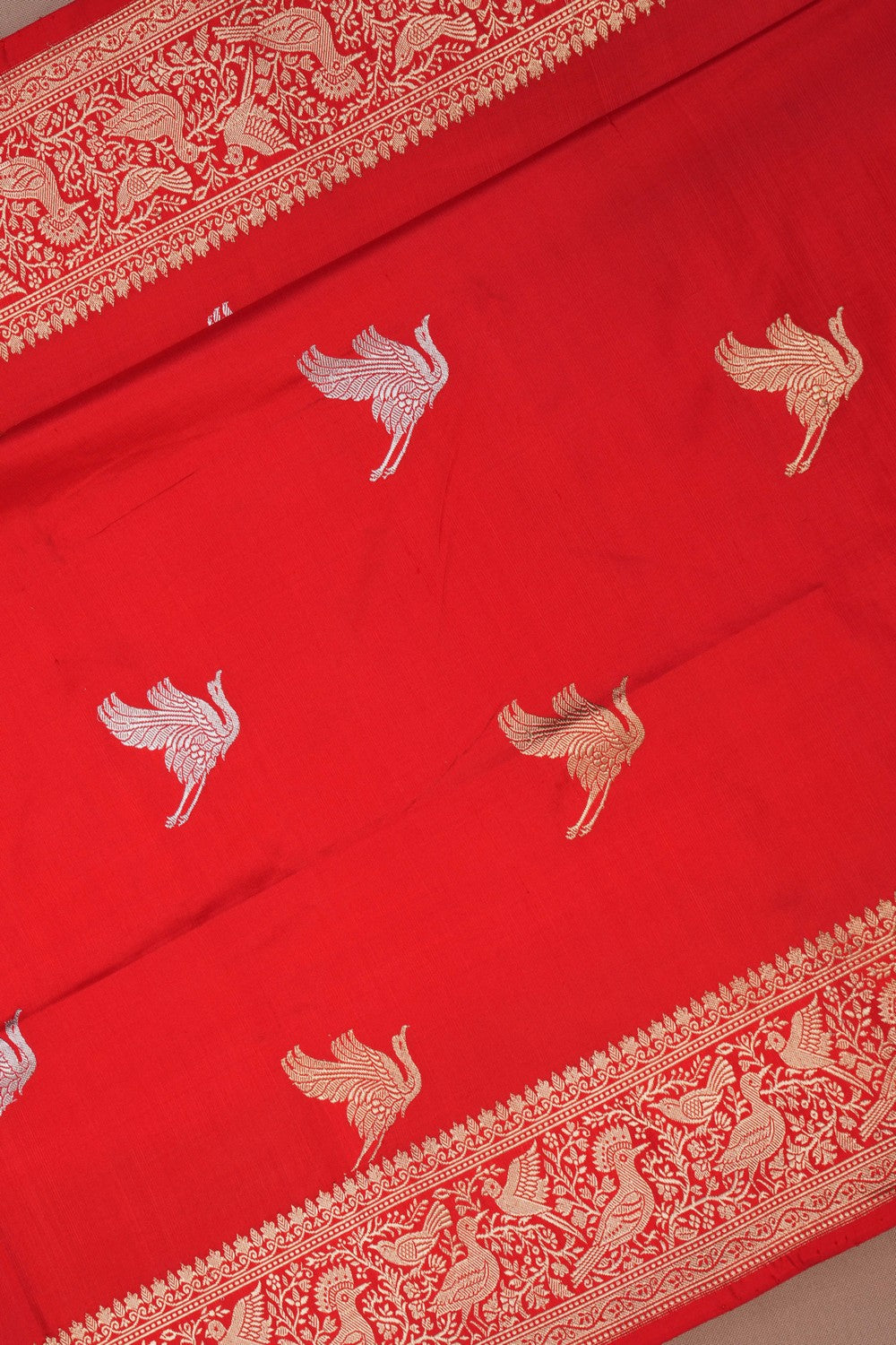 Image of Banarasi Silk Red Saree