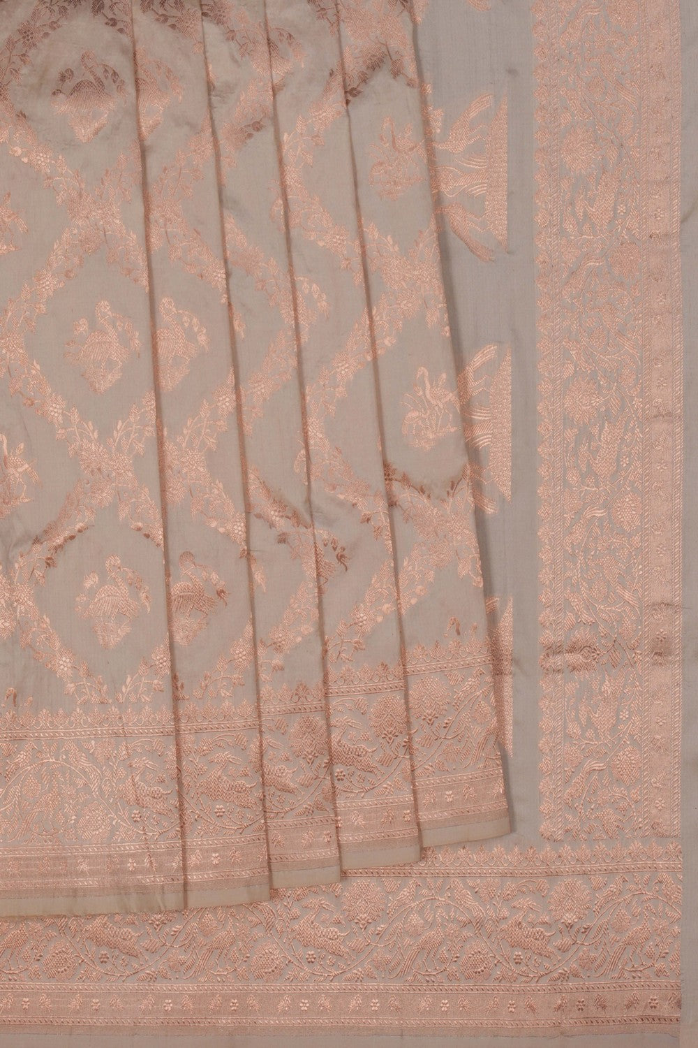 Image of Banarasi Brocade Silk Cream Saree