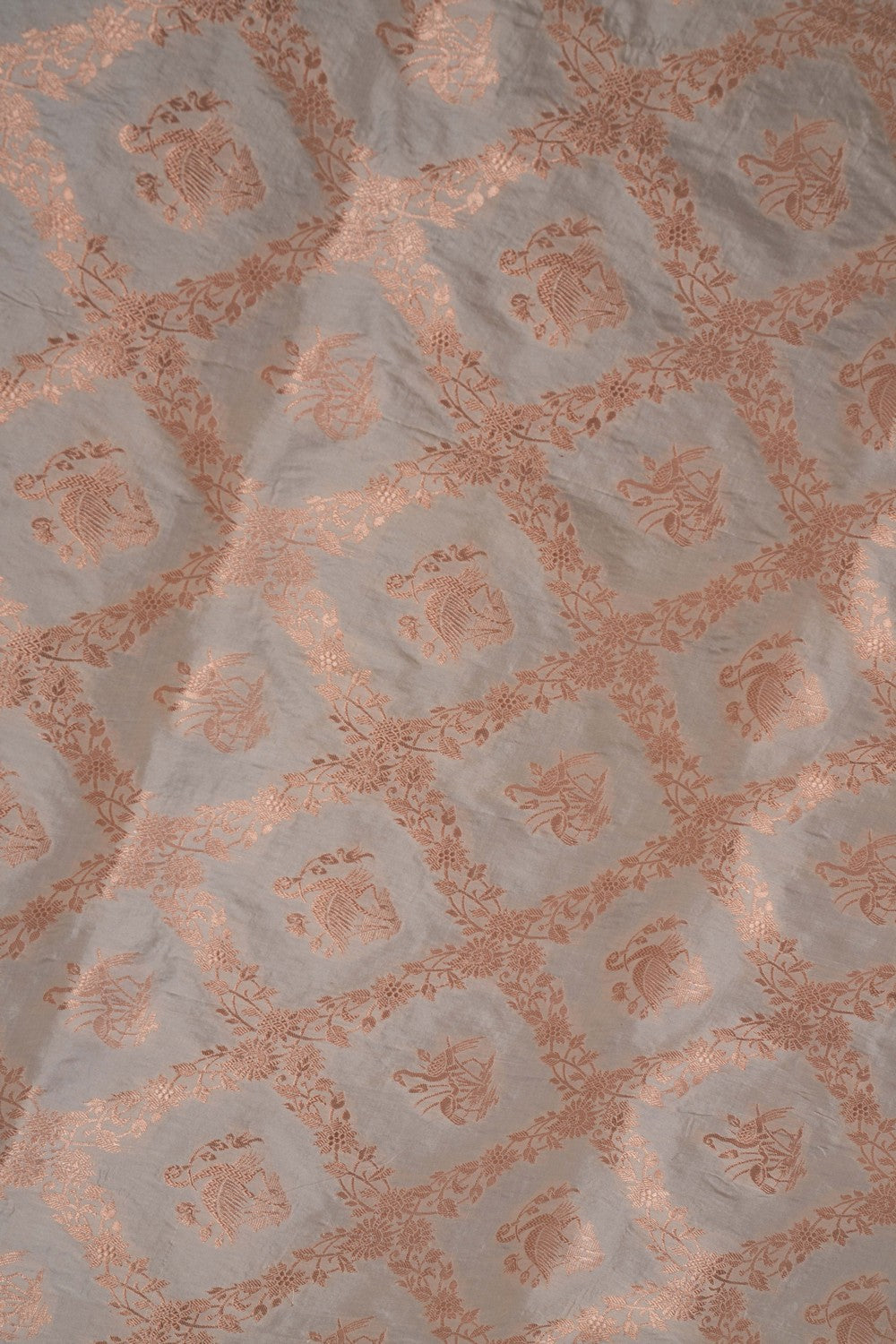 Image of Banarasi Brocade Silk Cream Saree