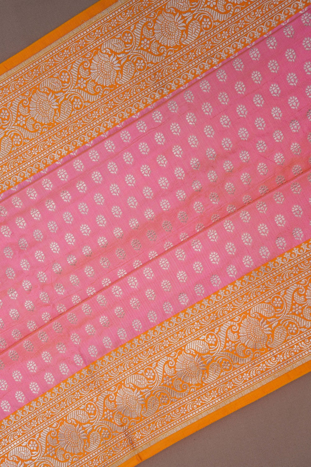 Image of Banarasi Brocade Silk Pink Saree