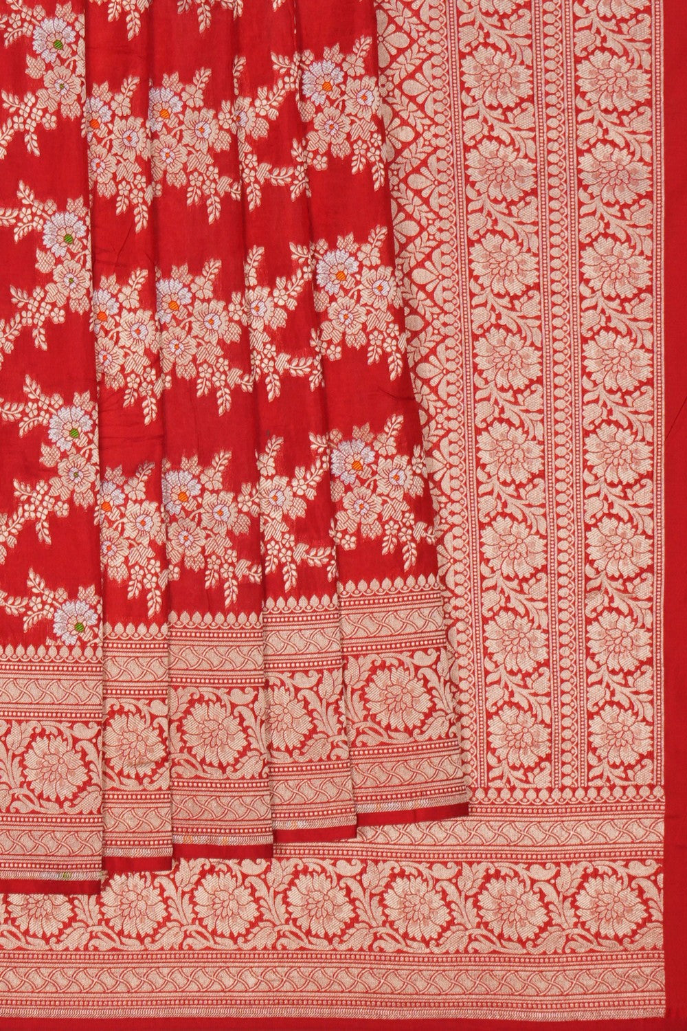 Image of Banarasi Brocade Silk Red Saree