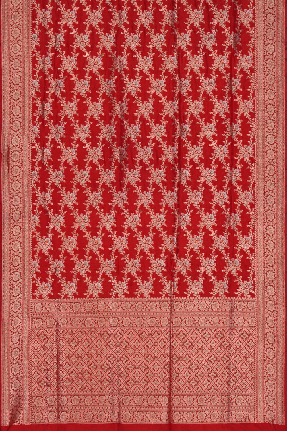 Image of Banarasi Brocade Silk Red Saree