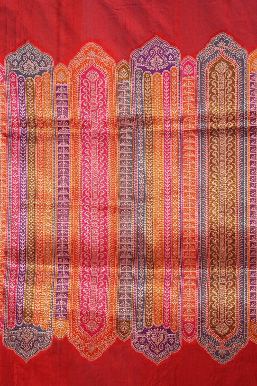 Image of Banarasi Brocade Silk Red Saree