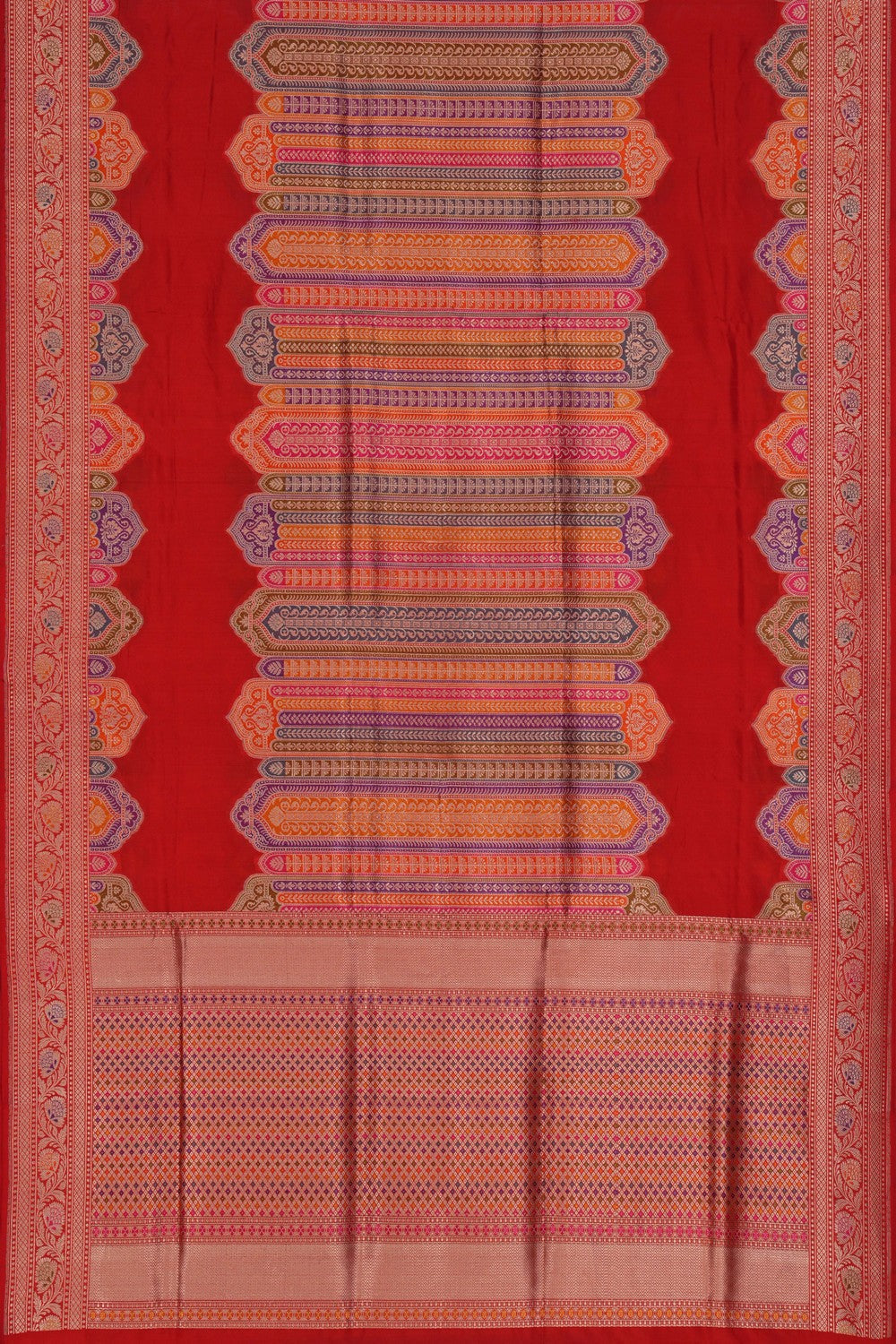 Image of Banarasi Brocade Silk Red Saree