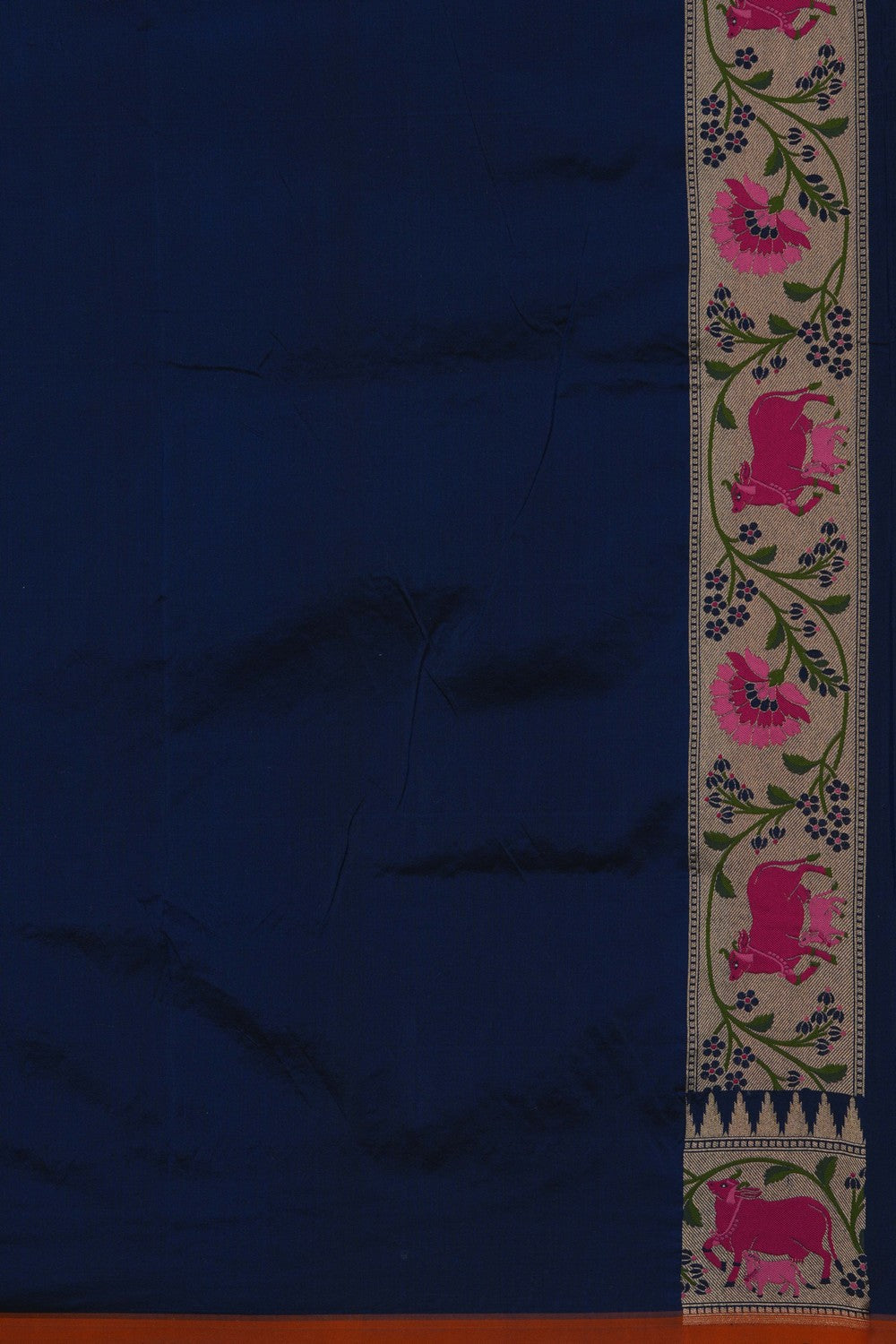 Image of Banarasi Brocade Silk Navy Blue Saree