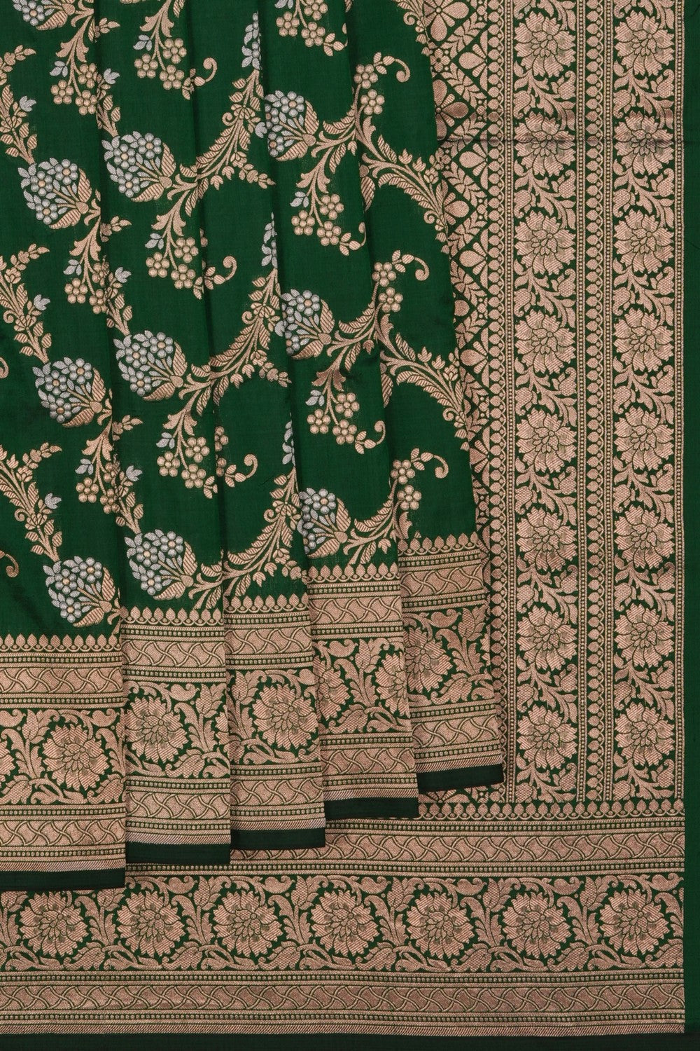 Image of Banarasi Brocade Silk Green Saree