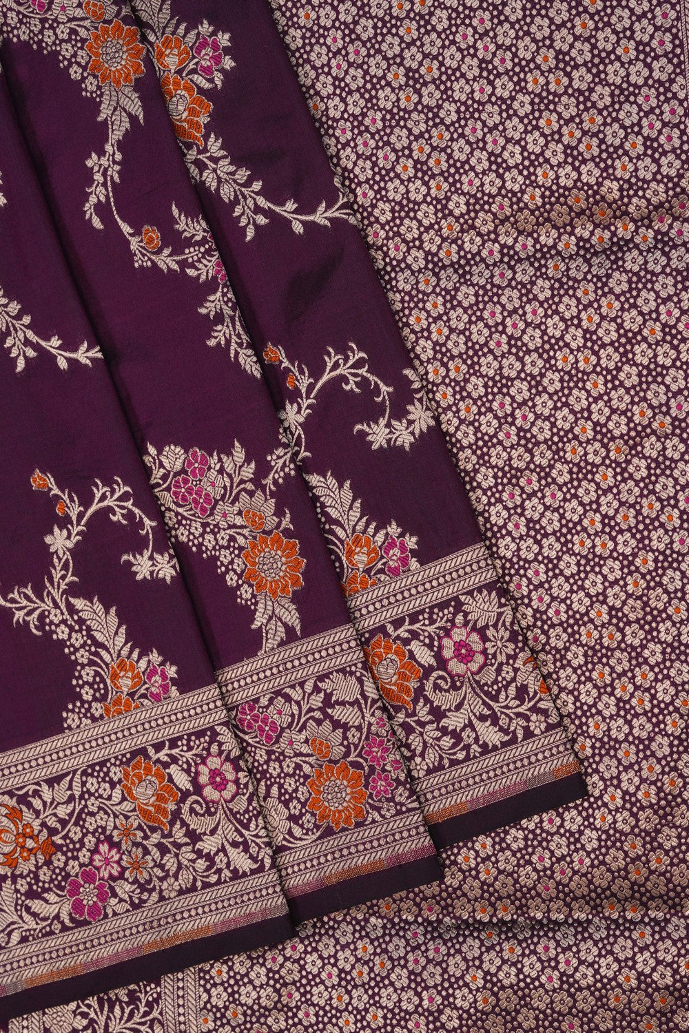 Image of Banarasi Brocade Silk Purple Saree