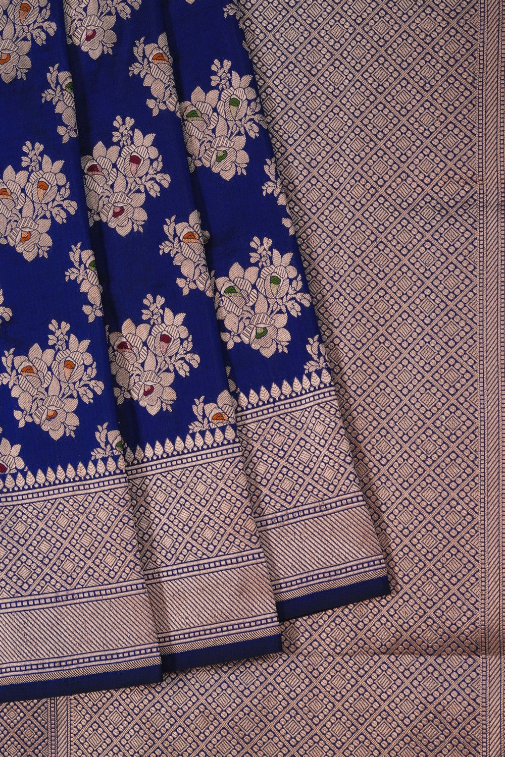 Image of Banarasi Brocade Silk Indigo Blue Saree