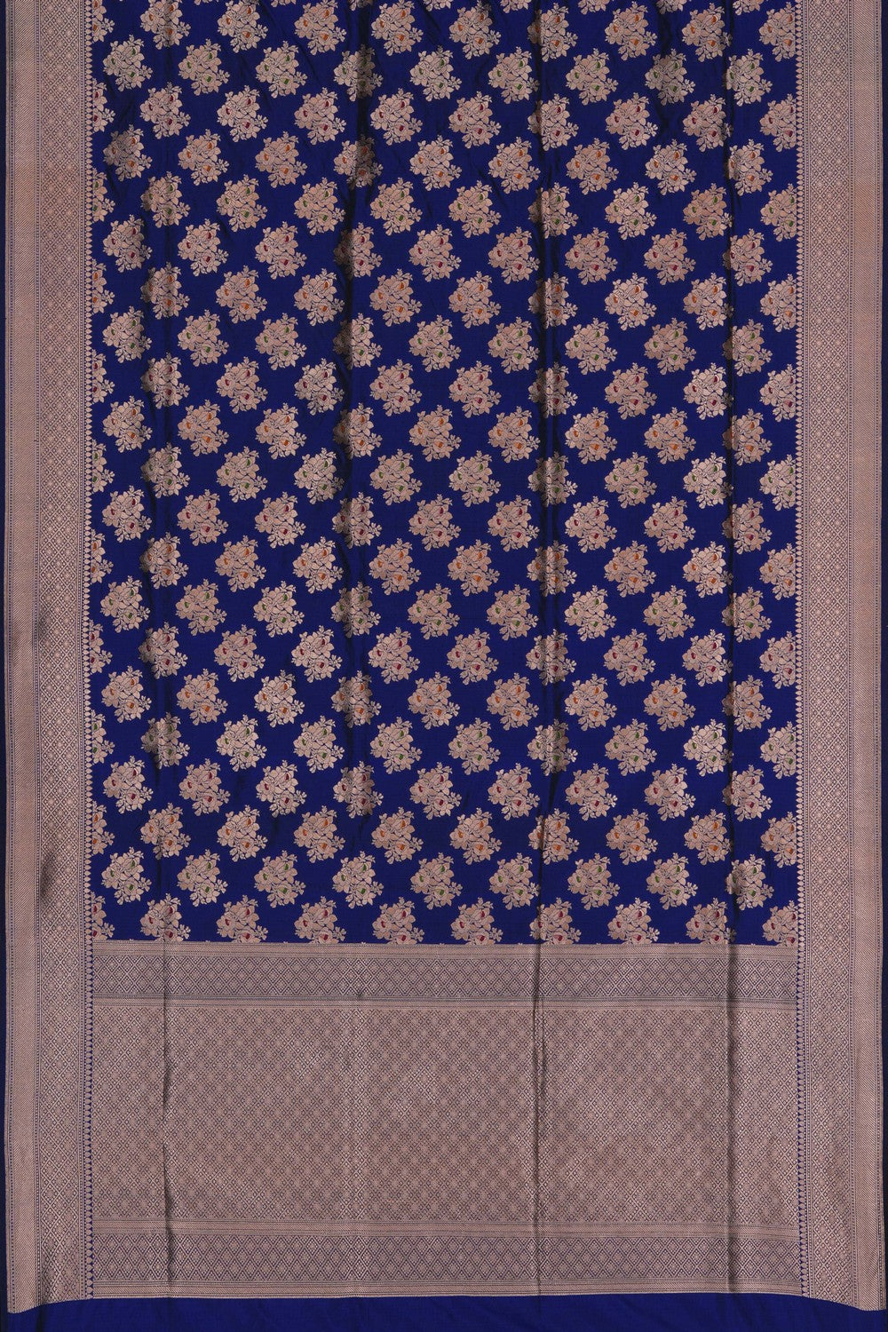 Image of Banarasi Brocade Silk Indigo Blue Saree