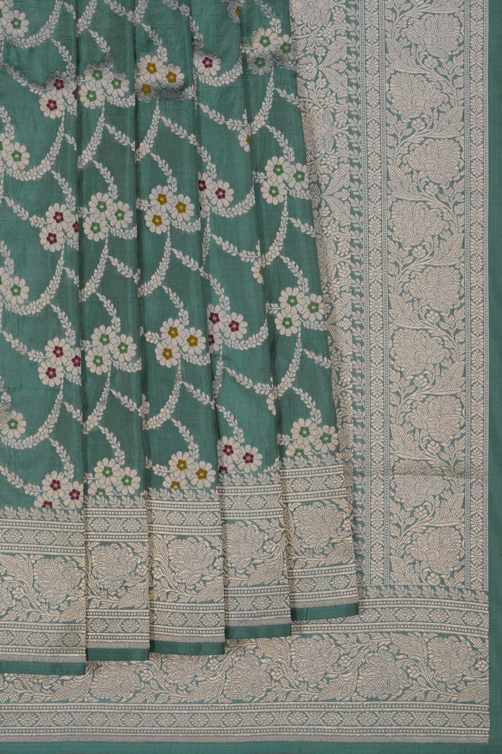 Image of Banarasi Brocade Silk Aqua Green Saree