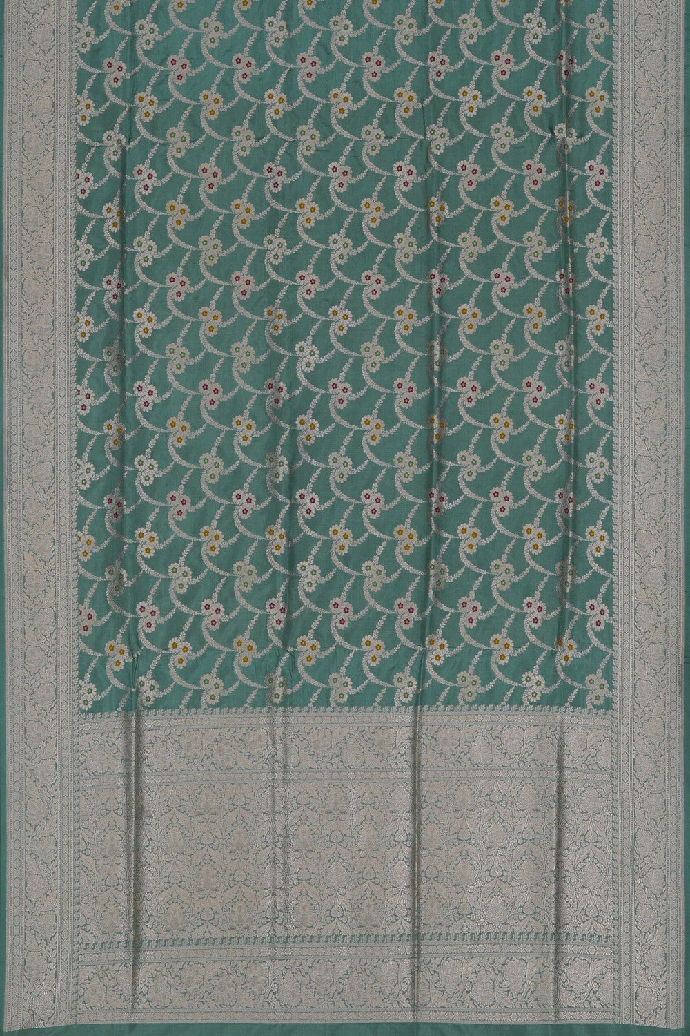 Image of Banarasi Brocade Silk Aqua Green Saree