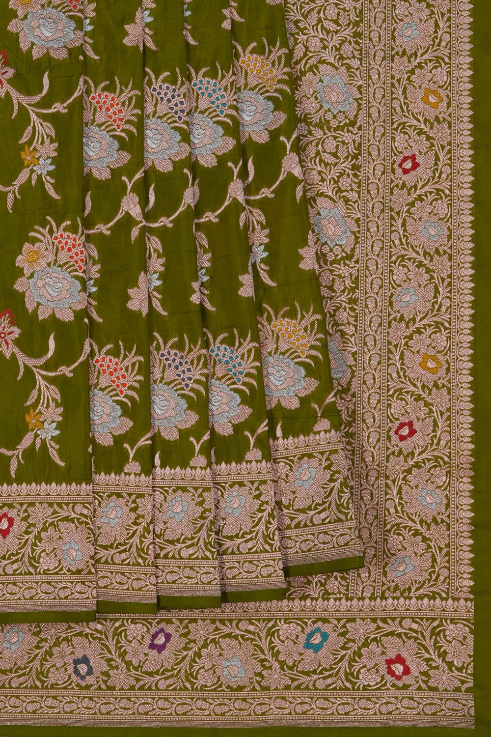 Image of Banarasi Brocade Silk Heena Green Saree
