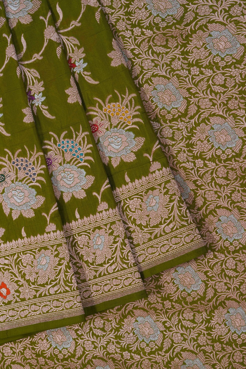 Image of Banarasi Brocade Silk Heena Green Saree