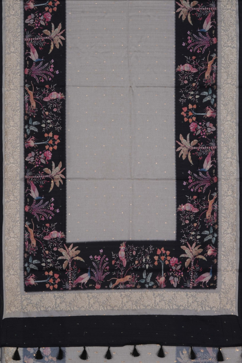 Image of Tussar Silk Embroidery Saree