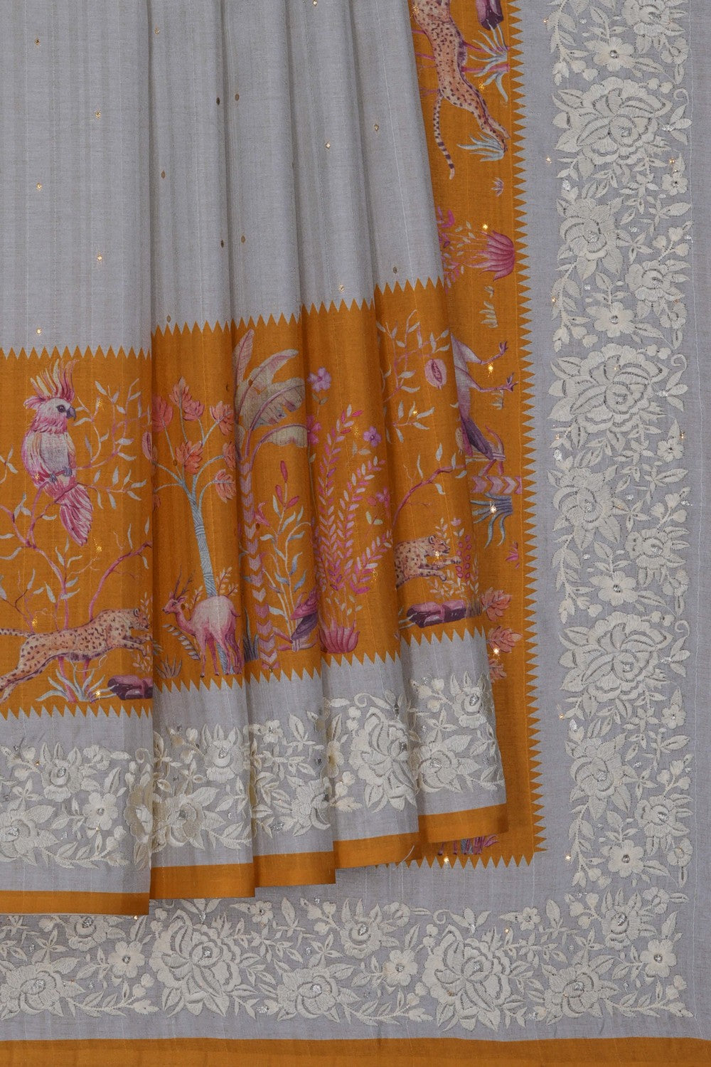 Image of Tussar Silk Embroidery Saree