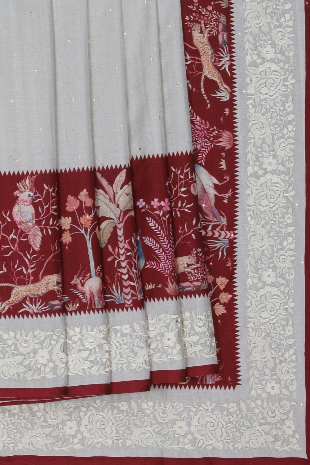 Image of Tussar Silk Embroidery Saree