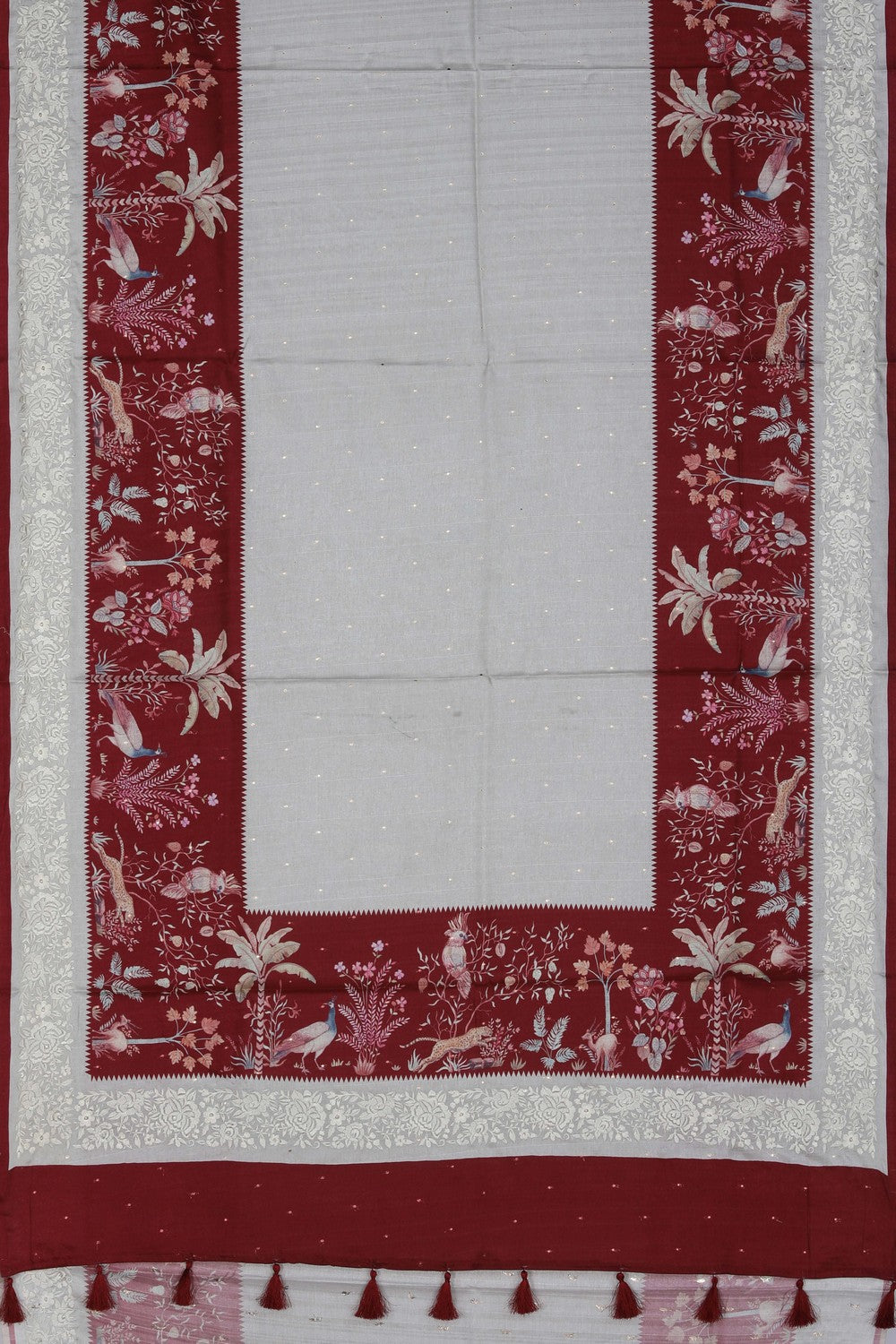 Image of Tussar Silk Embroidery Saree