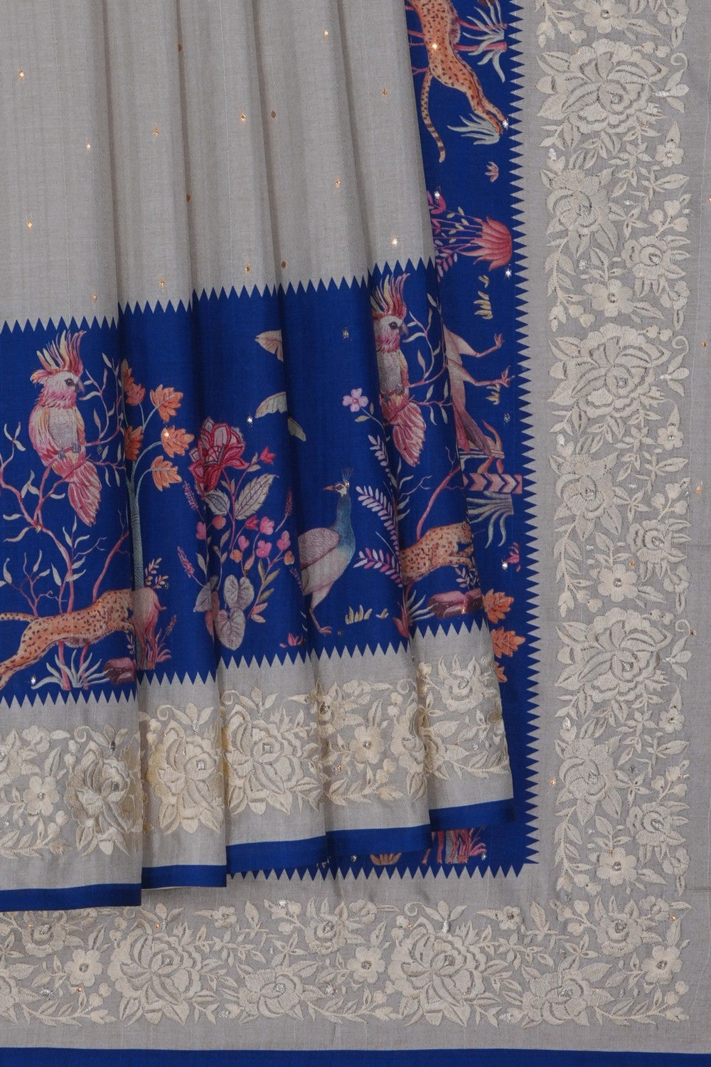 Image of Tussar Silk Embroidery Saree