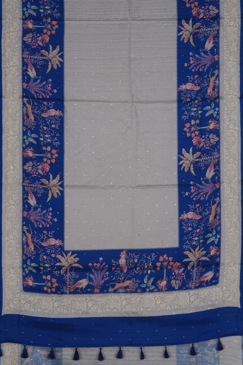 Image of Tussar Silk Embroidery Saree