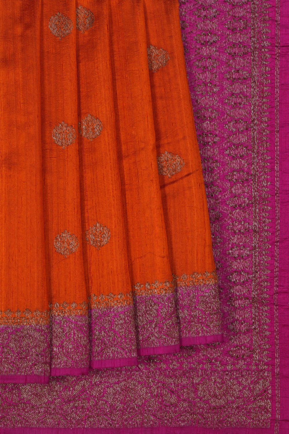 Image of Banarasi Dupion Silk Orange Saree