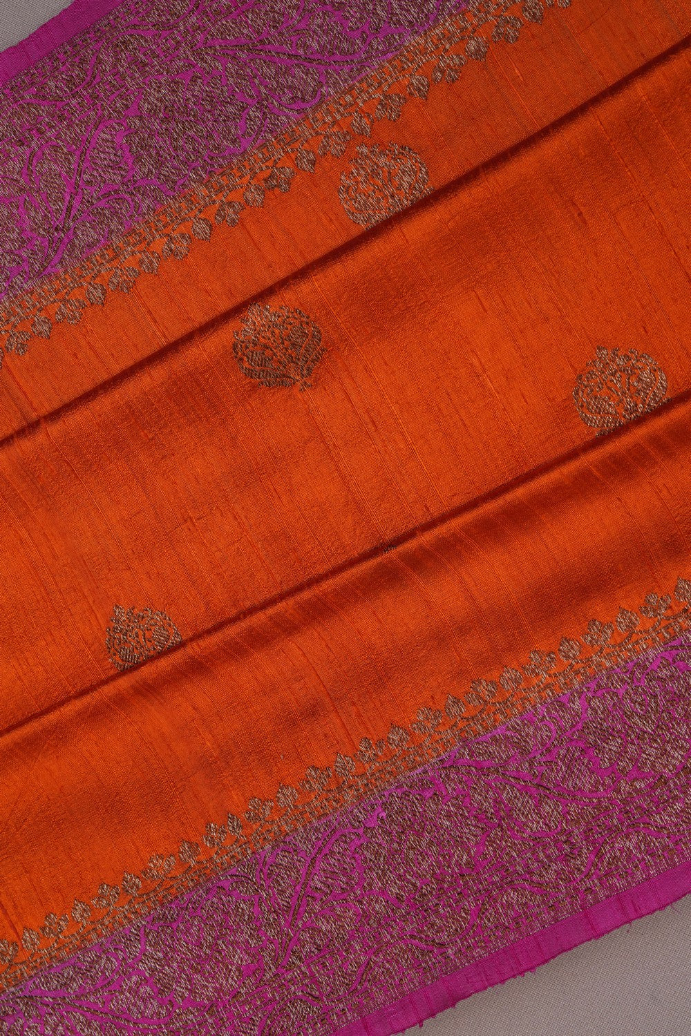 Image of Banarasi Dupion Silk Orange Saree