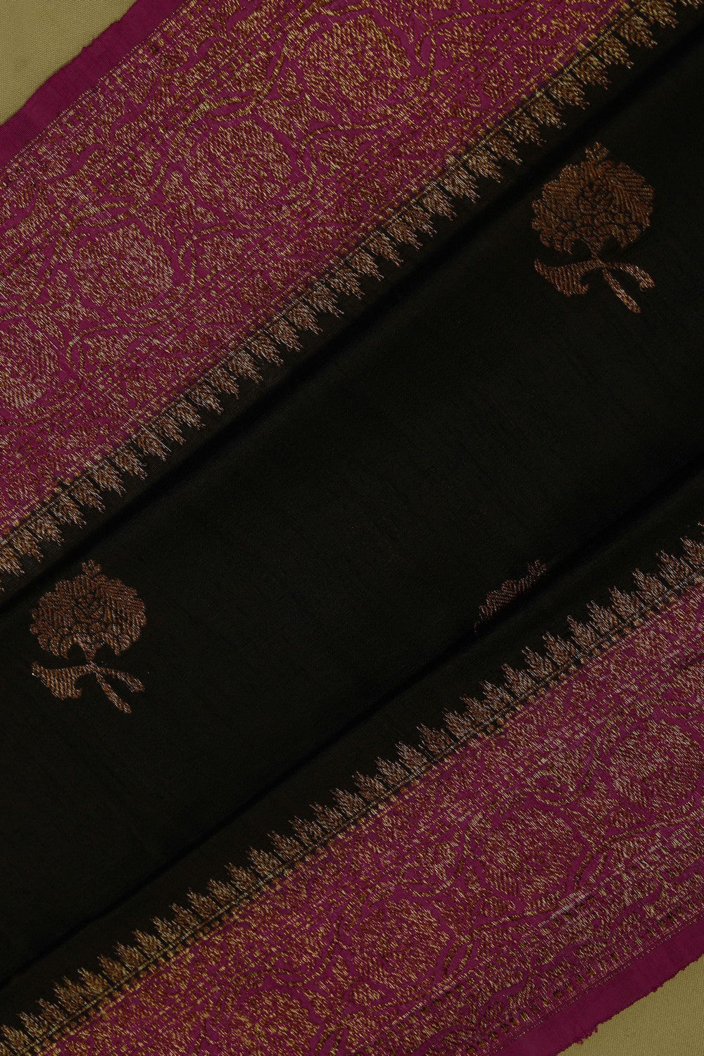 Image of Banarasi Dupion Silk Black Saree