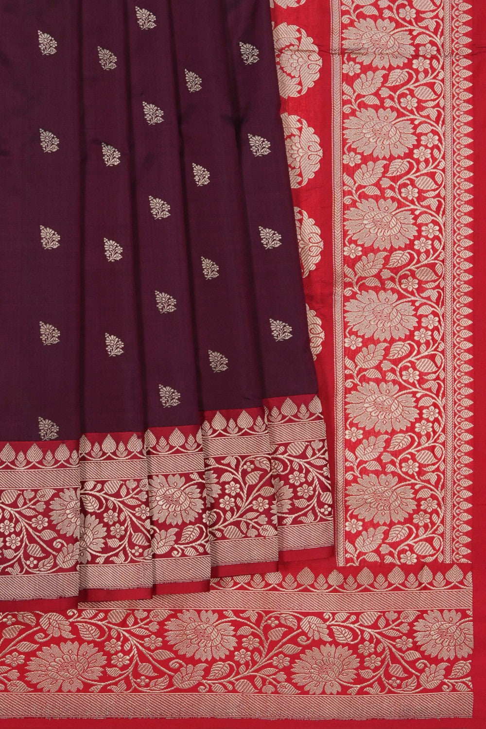 Image of Banarasi Silk Maroon Saree