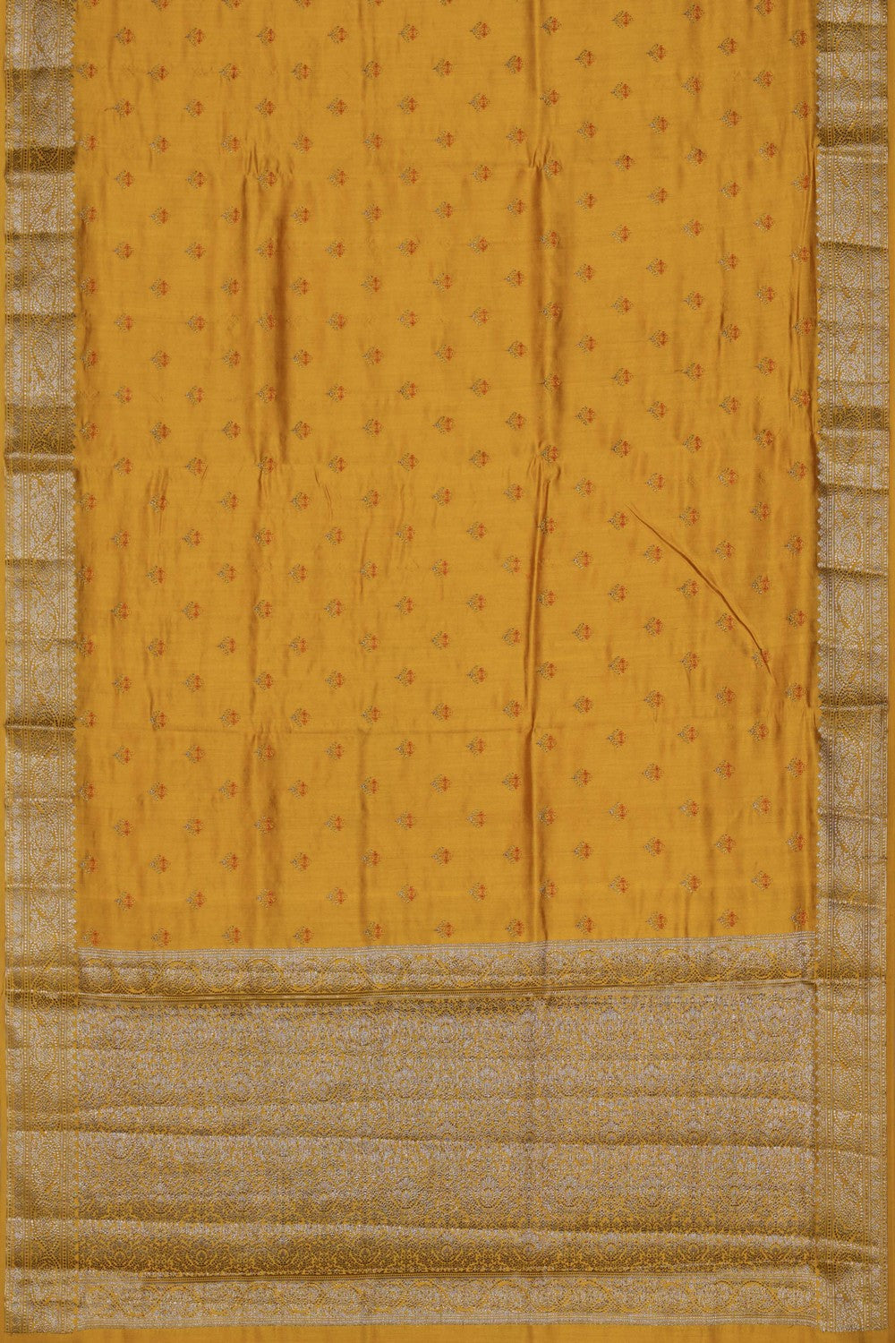 Image of Mustard Silk Embroidery Saree