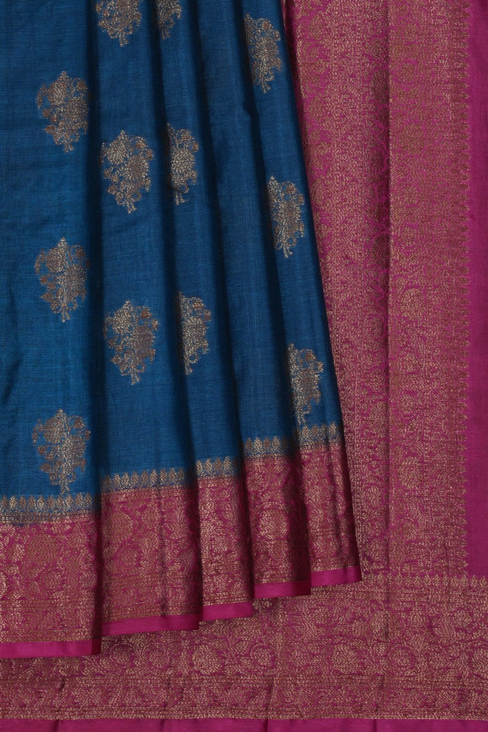 Image of Banarasi Tussar Silk Blue Saree