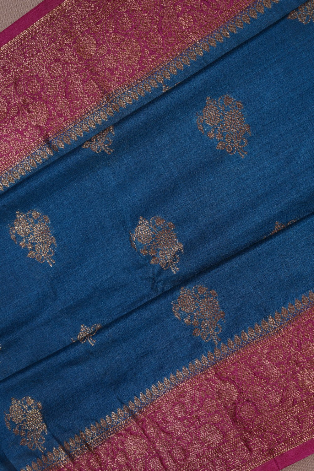 Image of Banarasi Tussar Silk Blue Saree