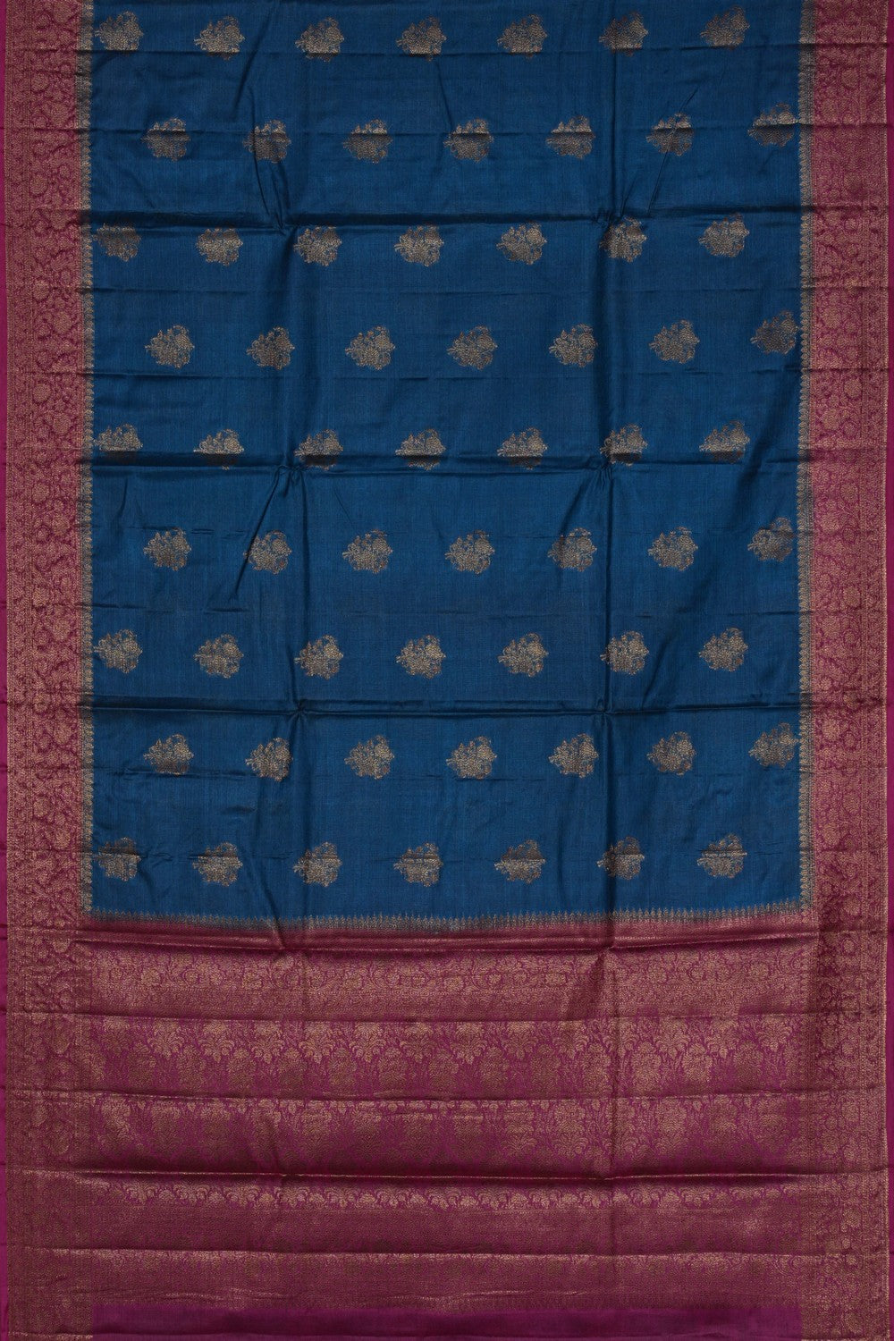 Image of Banarasi Tussar Silk Blue Saree