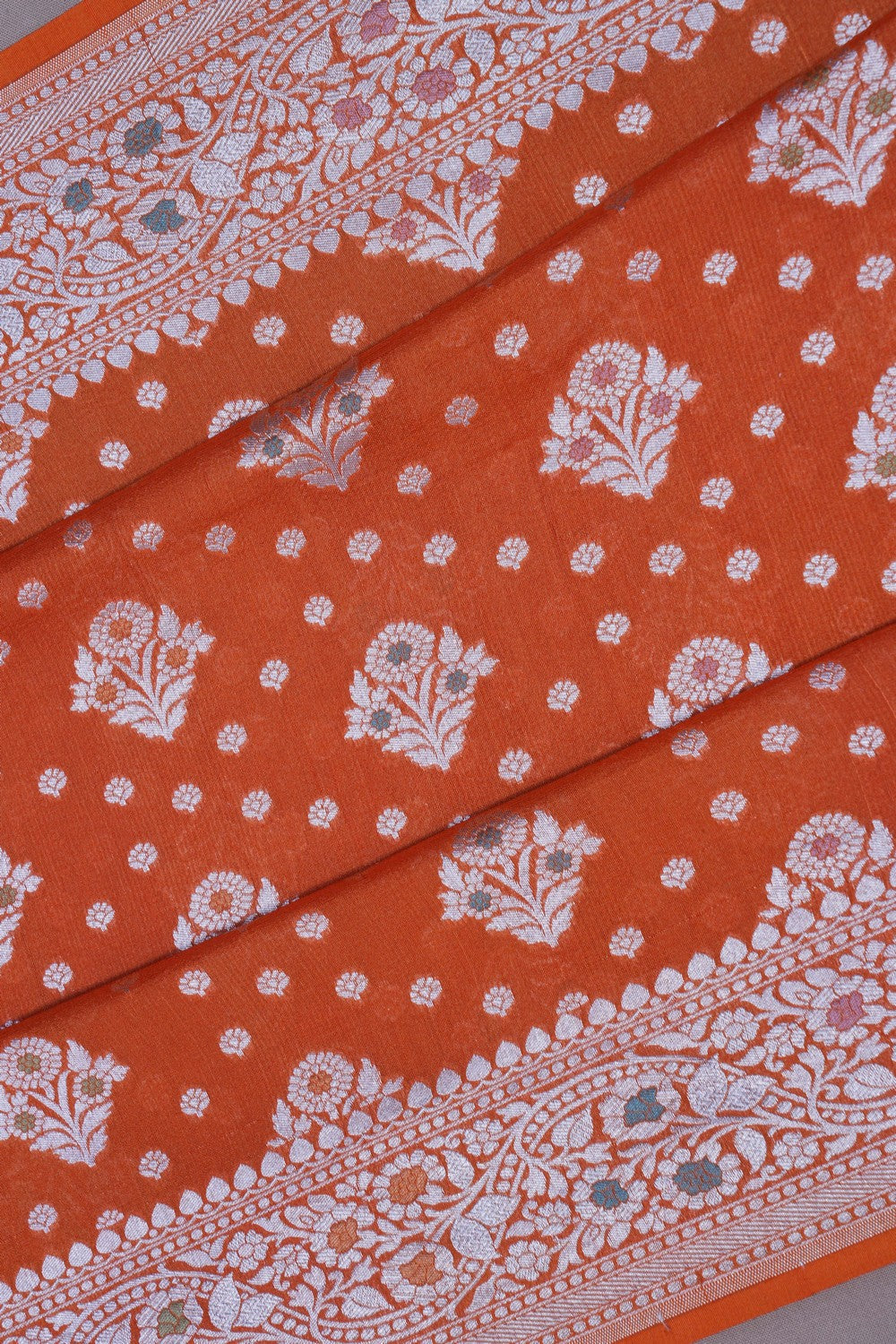 Image of Banarasi Tussar Silk Orange Saree