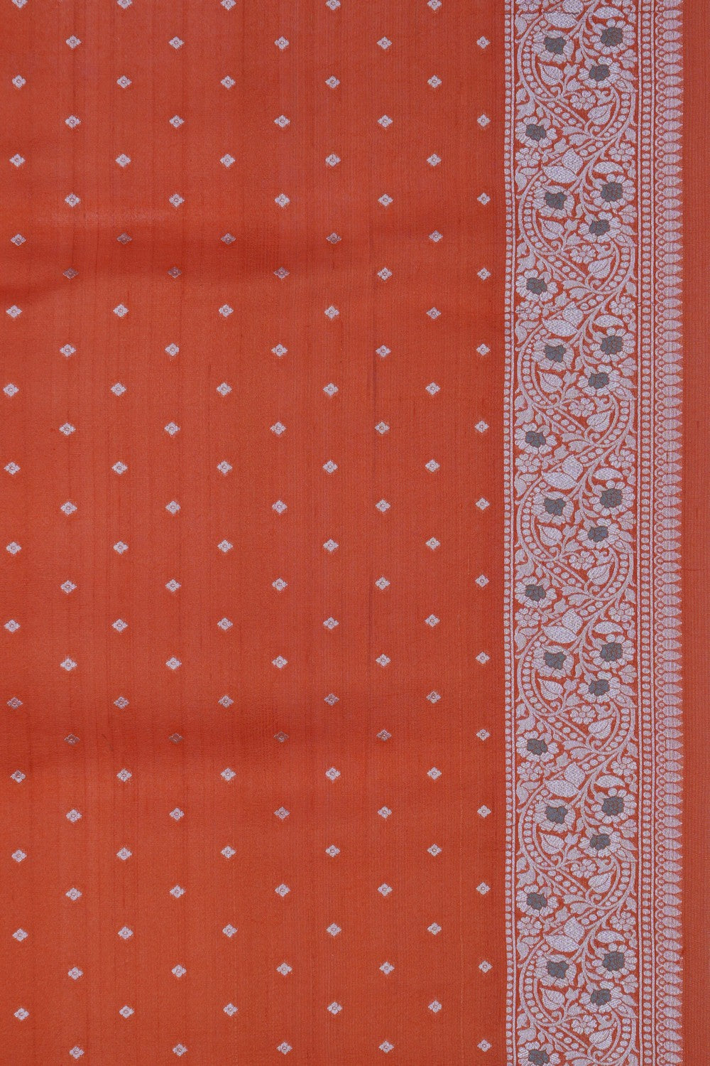 Image of Banarasi Tussar Silk Orange Saree