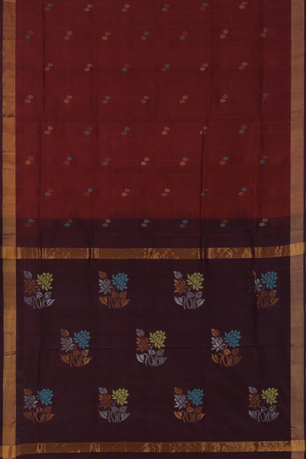 Image of Uppada Silk Rust-Red Saree