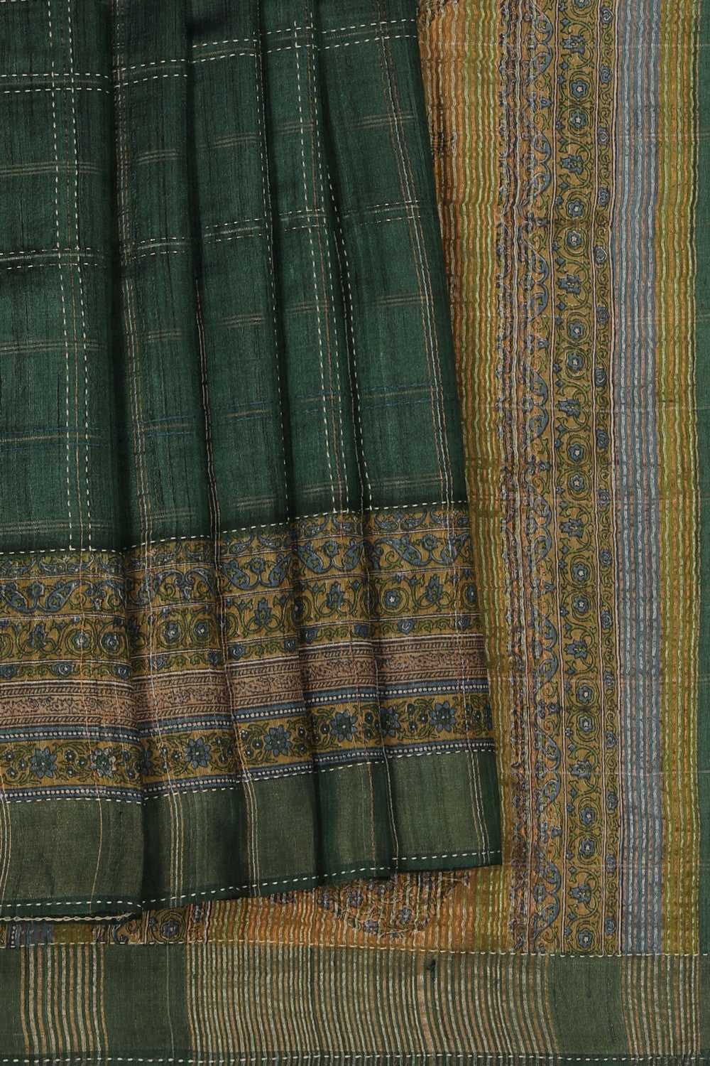 Image of A Tussar Kantha Stitch Saree