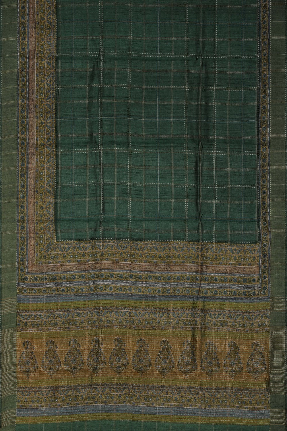Image of A Tussar Kantha Stitch Saree