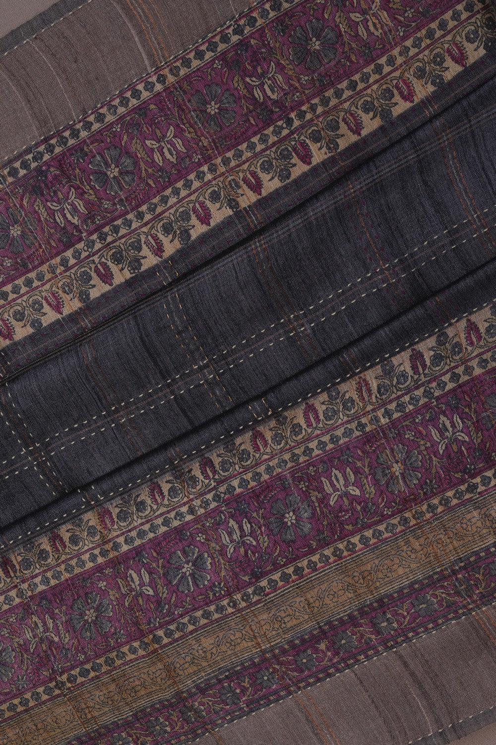 Image of A Tussar Kantha Stitch Saree
