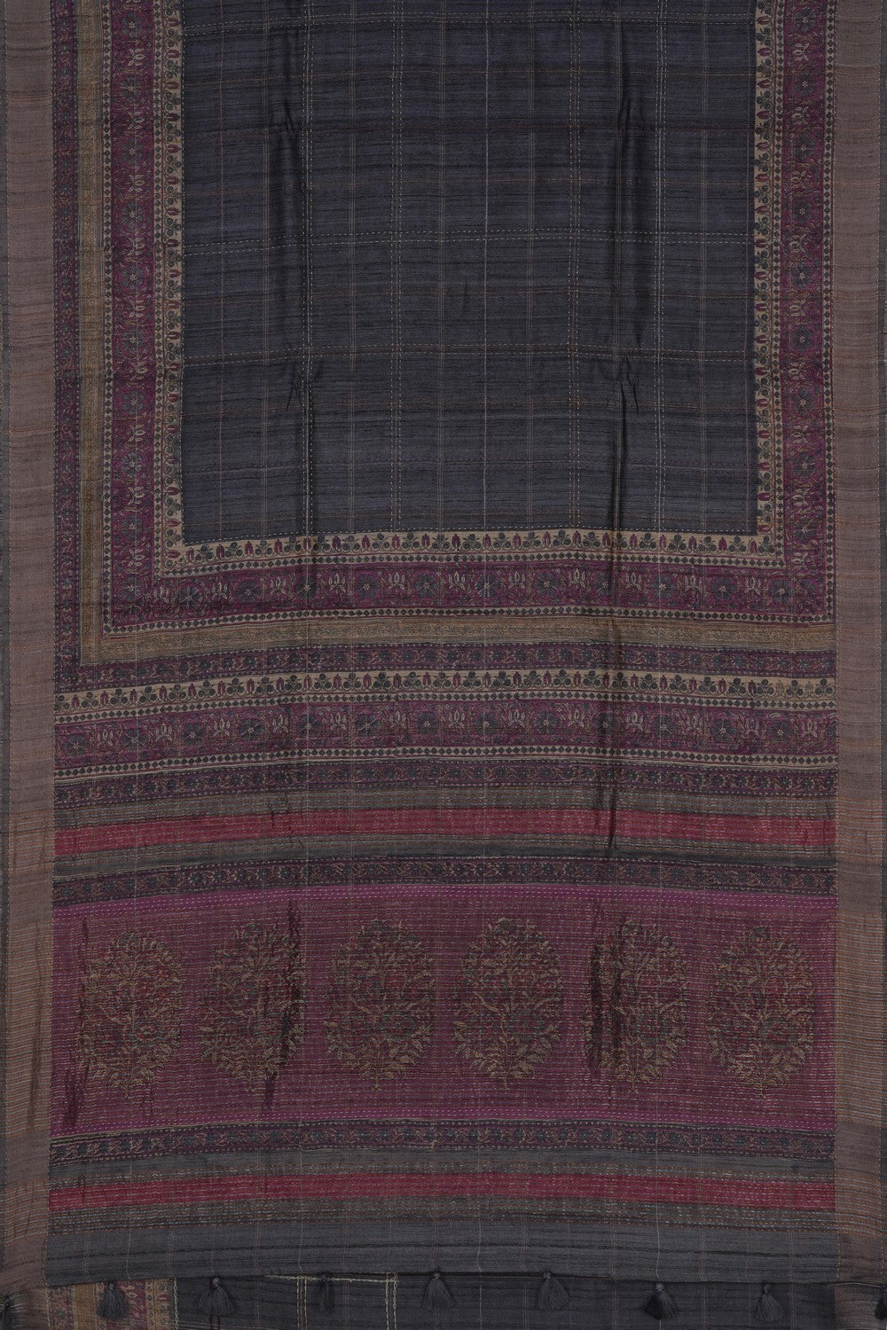 Image of A Tussar Kantha Stitch Saree