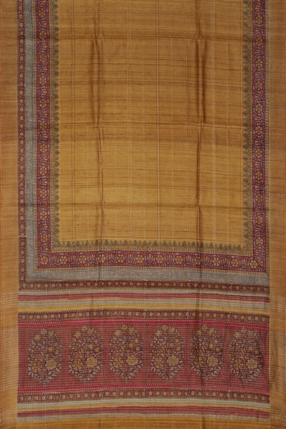 Image of A Tussar Kantha Stitch Saree