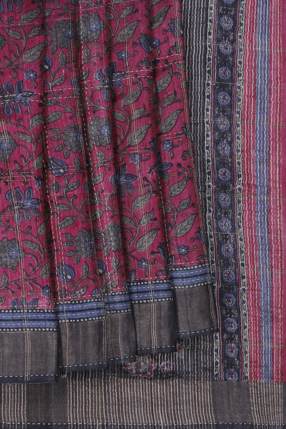 Image of A Tussar Kantha Stitch Saree