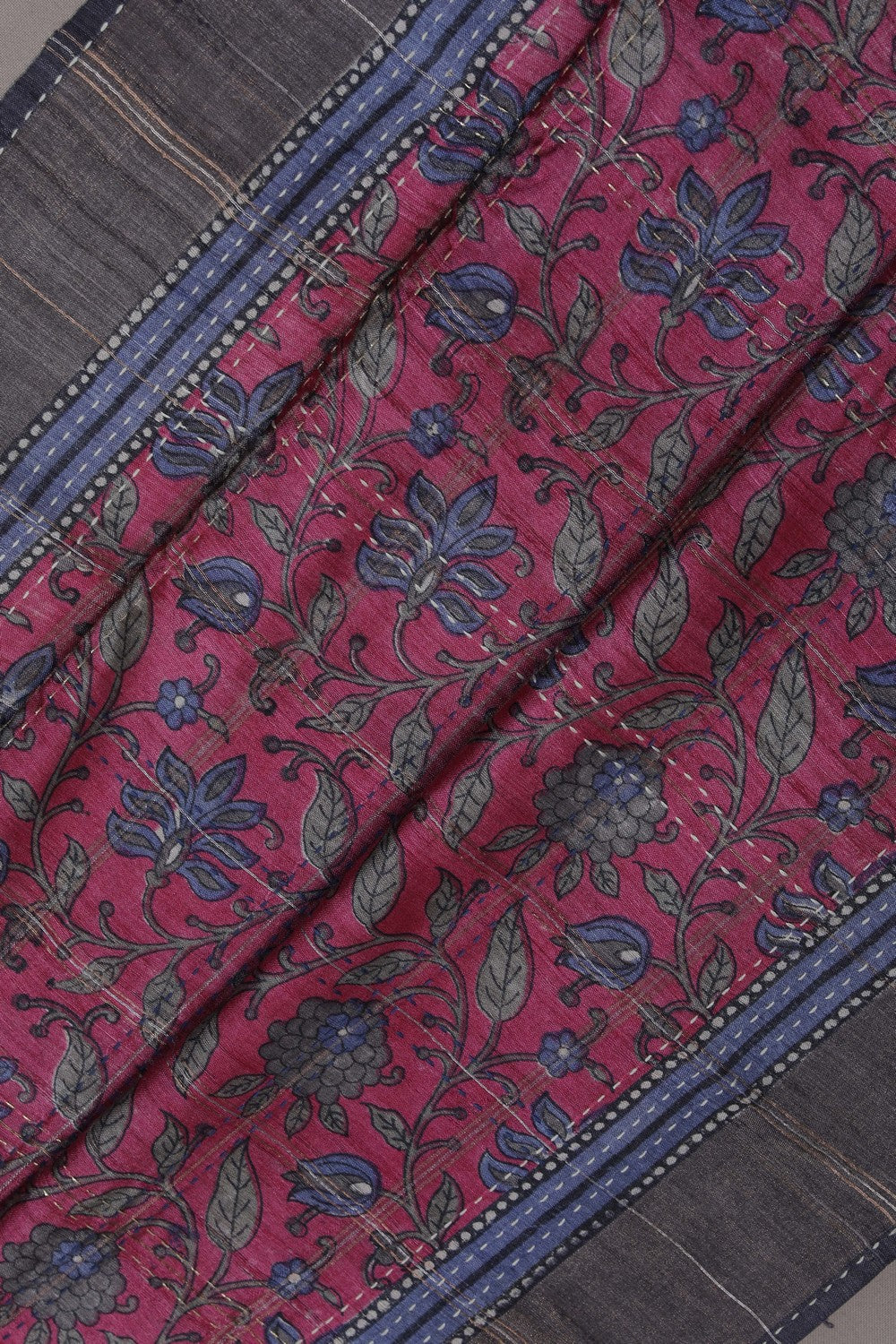 Image of A Tussar Kantha Stitch Saree