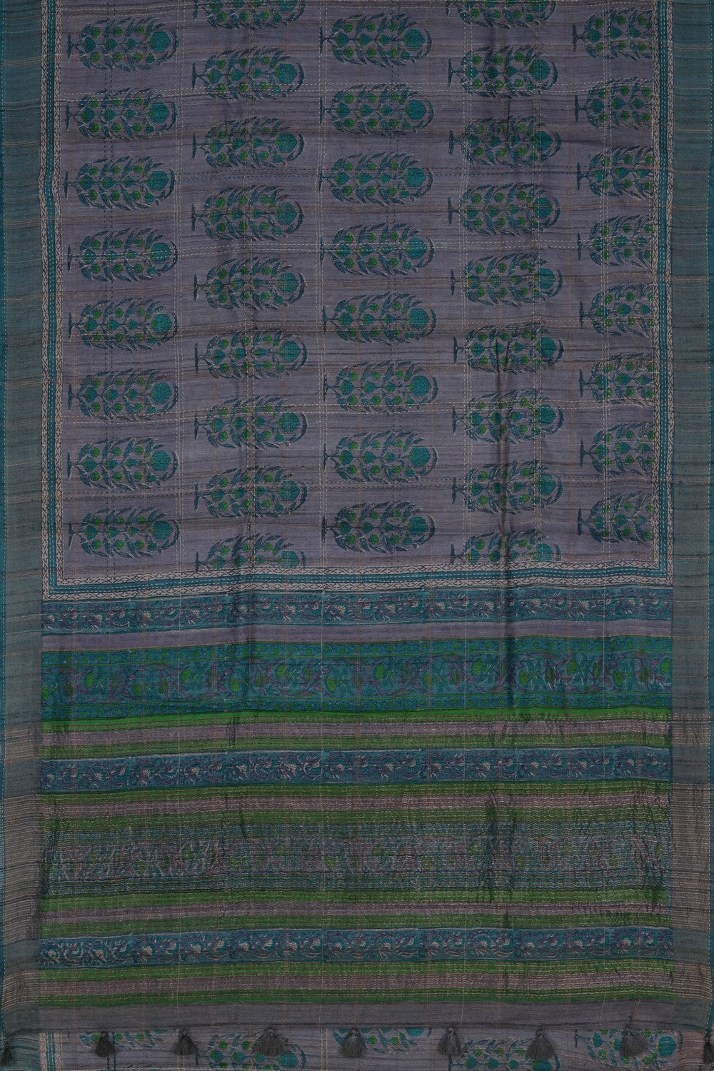 Image of A Tussar Kantha Stitch Saree