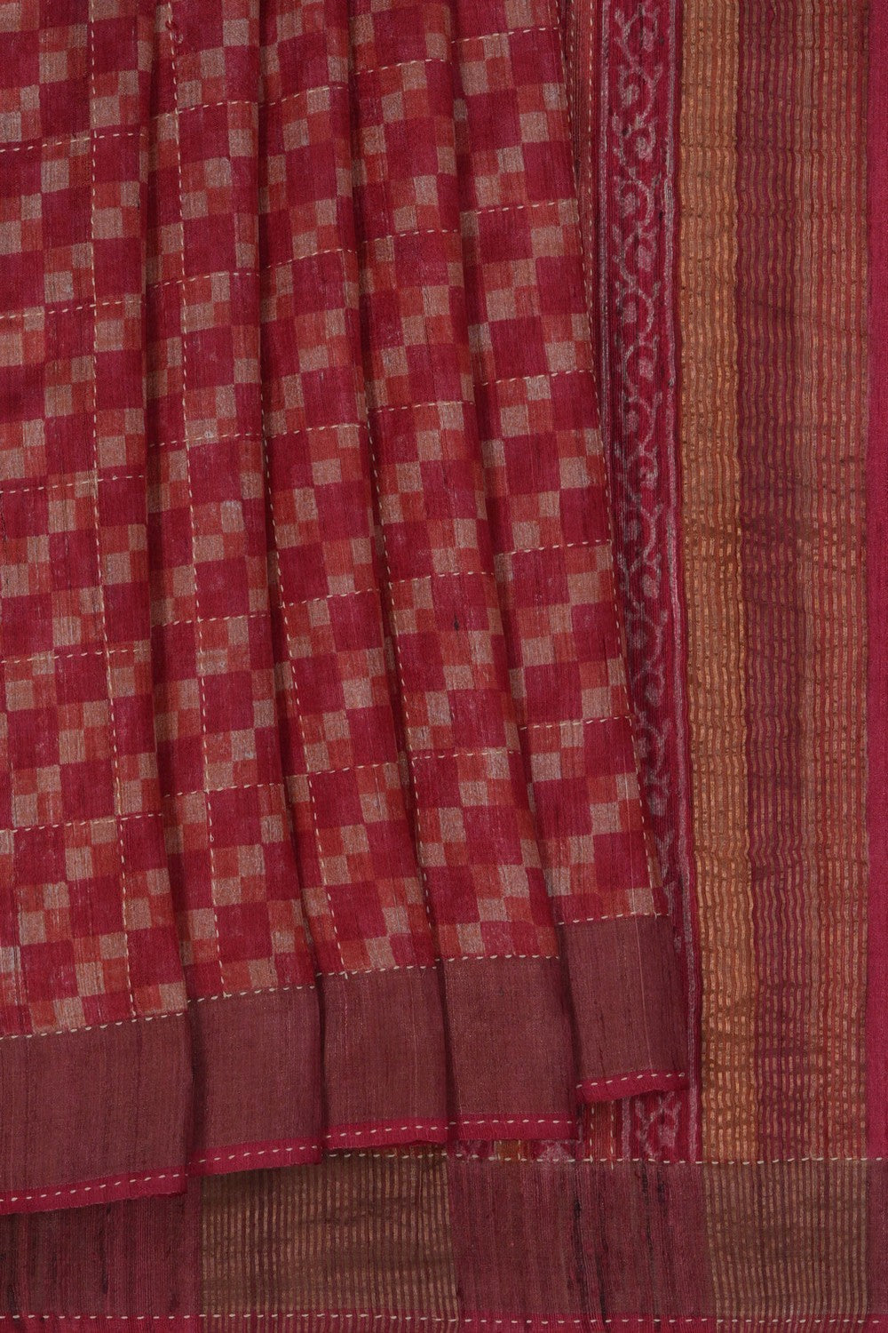 Image of A Tussar Kantha Stitch Saree