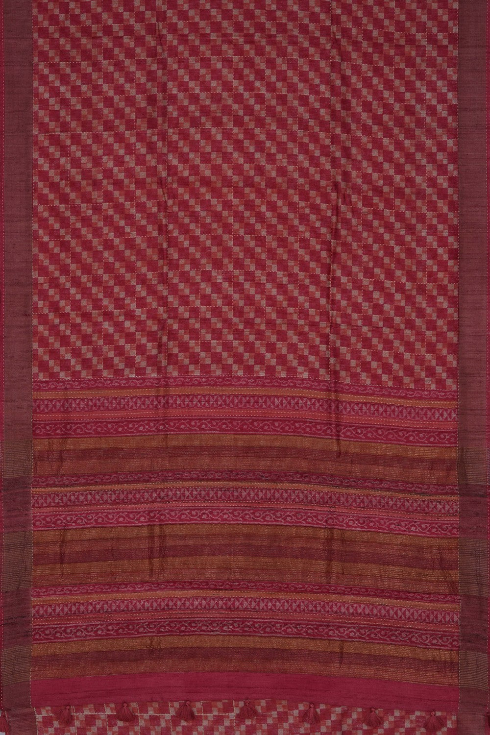 Image of A Tussar Kantha Stitch Saree