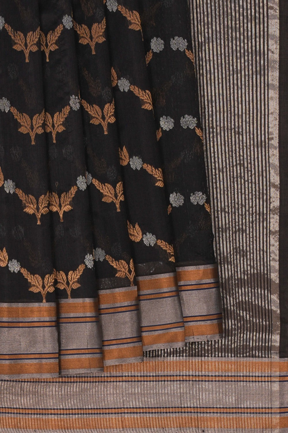 Image of Chanderi Silk Black Saree