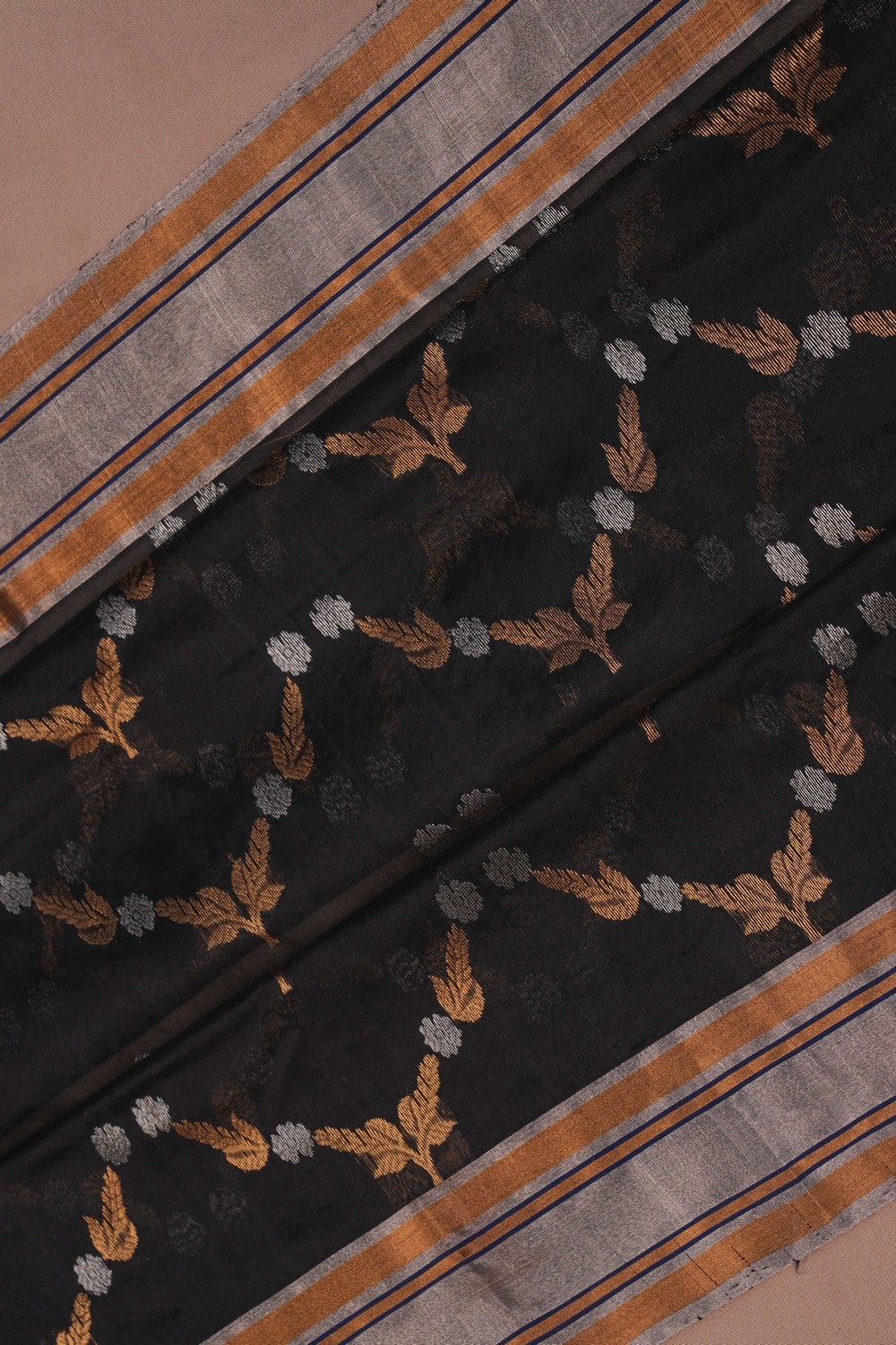 Image of Chanderi Silk Black Saree