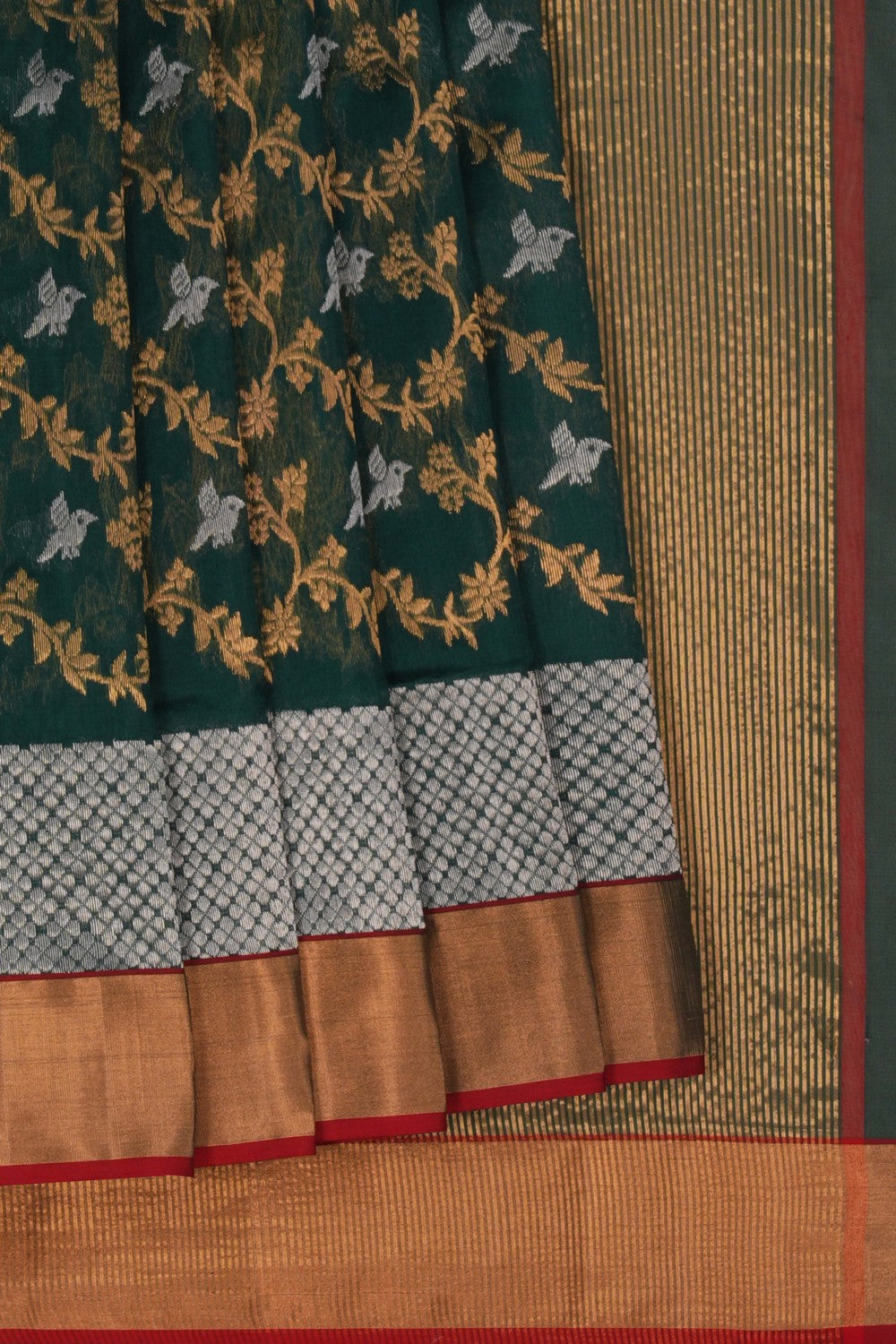 Image of Chanderi Brocade Silk Green Saree